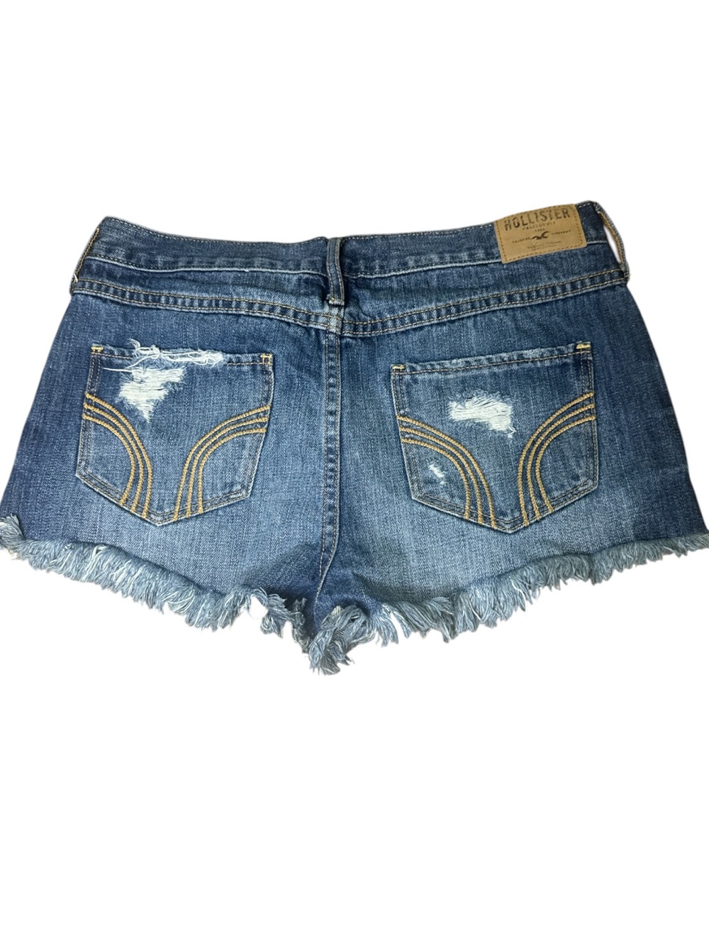 Hollister Distressed Denim Cutoff Shorts Size 7 W28 Y2K Low Rise - Picture 3 of 6